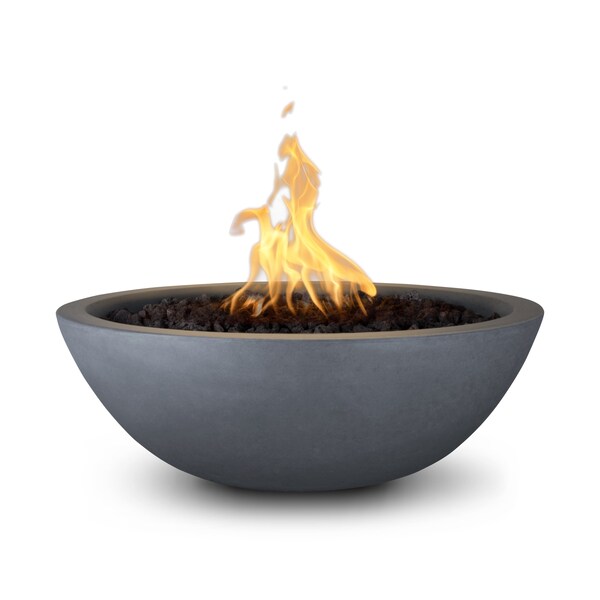 The Outdoor Plus 33 Round Sedona Fire Bowl - GFRC Concrete - Gray - Low Voltage Electronic Ignition - Liquid Propane OPT-33RFOE12V-GRY-LP - main